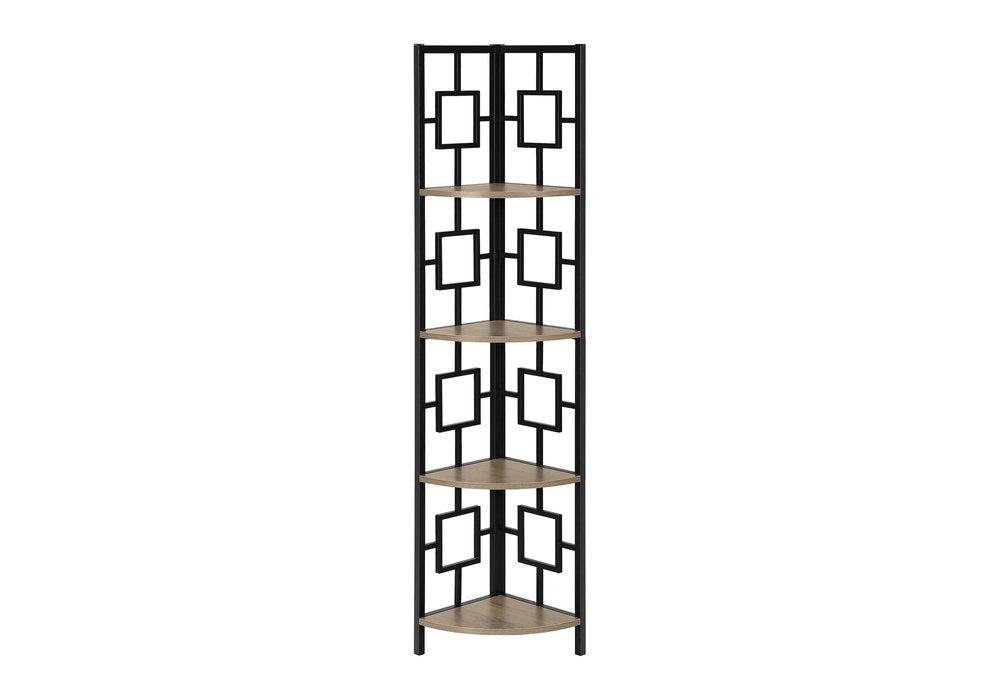 62" Dark Taupe Metal Corner Bookcase