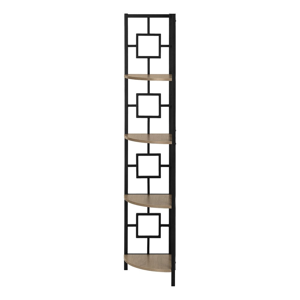 62" Dark Taupe Metal Corner Bookcase