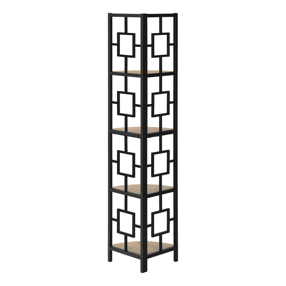 62" Dark Taupe Metal Corner Bookcase