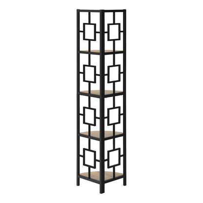 62" Dark Taupe Metal Corner Bookcase