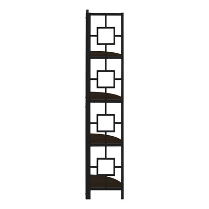 62" Espresso Metal Corner Bookcase