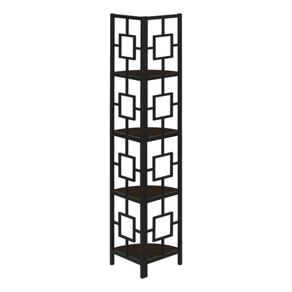 62" Espresso Metal Corner Bookcase