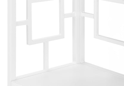 62" White Metal Corner Bookcase