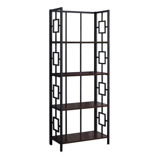 62" Espresso Metal Geometric Bookcase