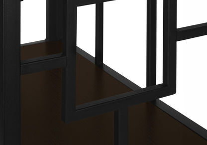 62" Espresso Metal Geometric Bookcase