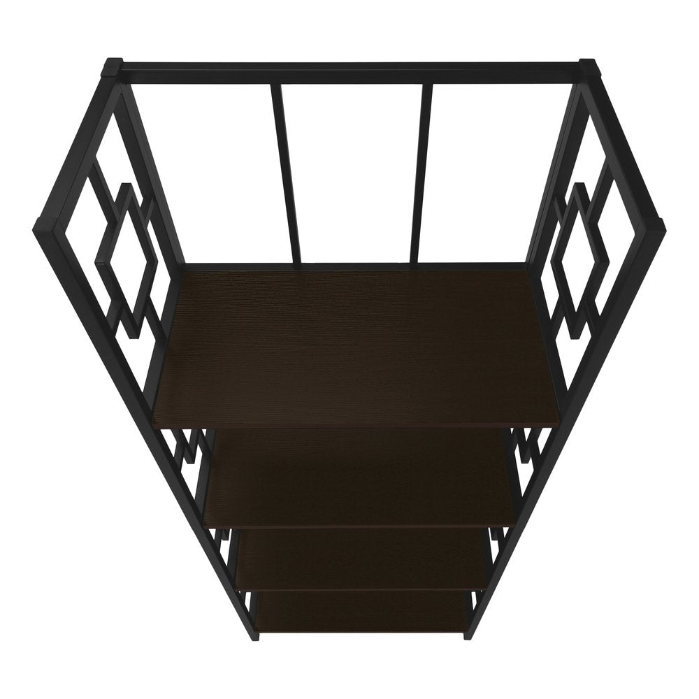 62" Espresso Metal Geometric Bookcase
