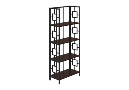 62" Espresso Metal Geometric Bookcase