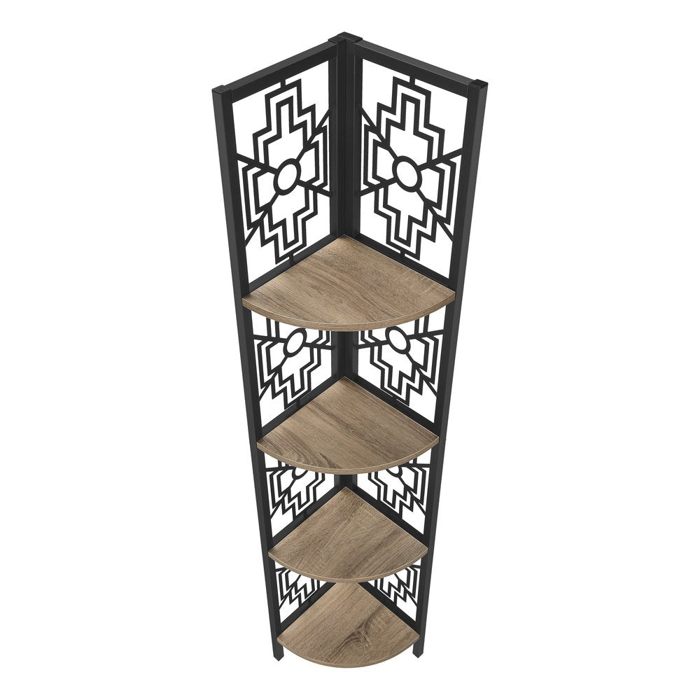 Taupe Metal Four Tier Corner Bookcase