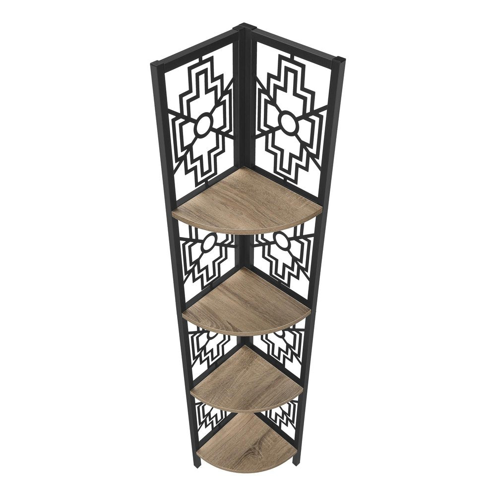 Taupe Metal Four Tier Corner Bookcase