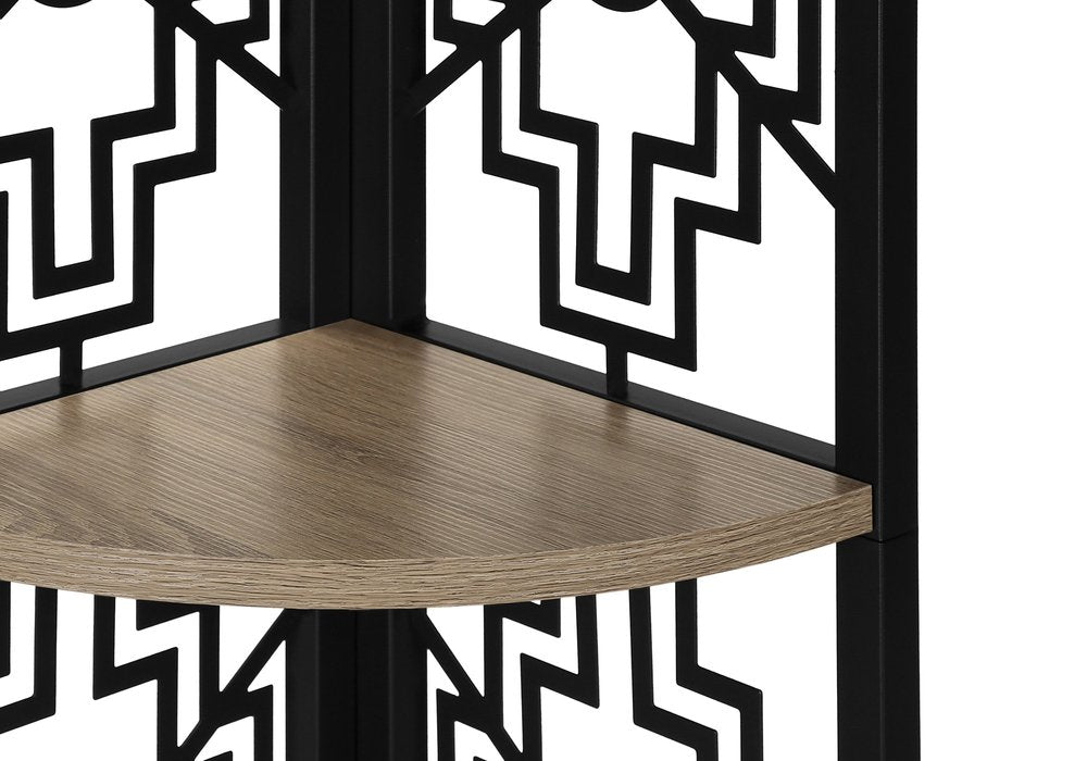 Taupe Metal Four Tier Corner Bookcase
