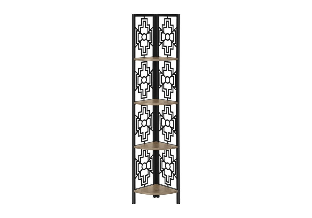 Taupe Metal Four Tier Corner Bookcase