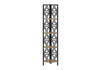 Taupe Metal Four Tier Corner Bookcase