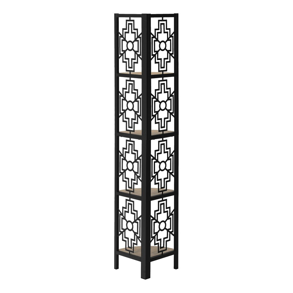 Taupe Metal Four Tier Corner Bookcase
