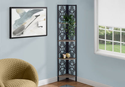 Taupe Metal Four Tier Corner Bookcase