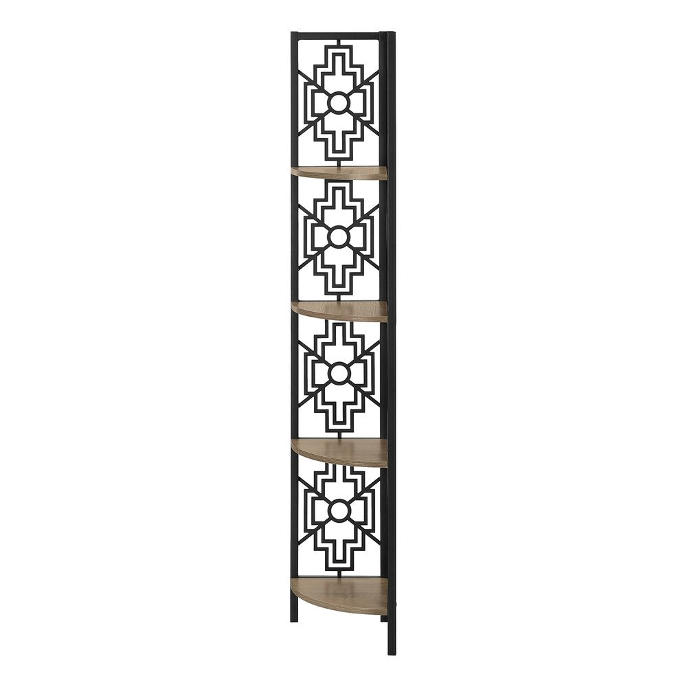 Taupe Metal Four Tier Corner Bookcase