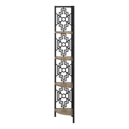 Taupe Metal Four Tier Corner Bookcase