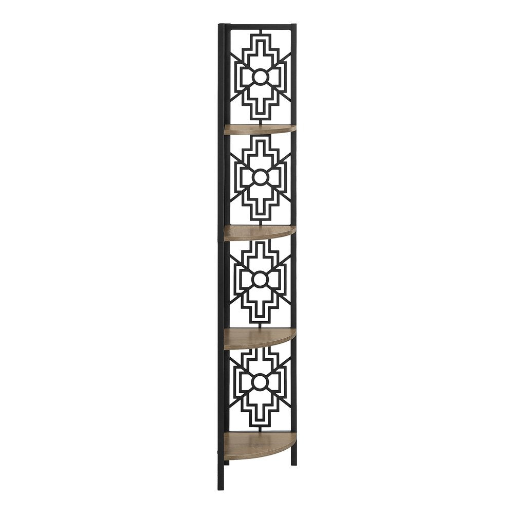 Taupe Metal Four Tier Corner Bookcase