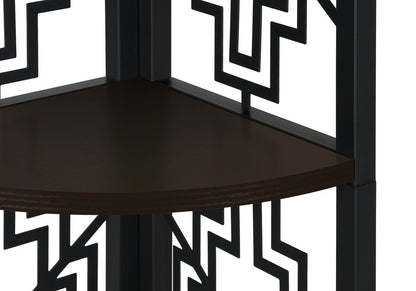 Espresso Metal Four Tier Corner Bookcase