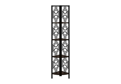 Espresso Metal Four Tier Corner Bookcase