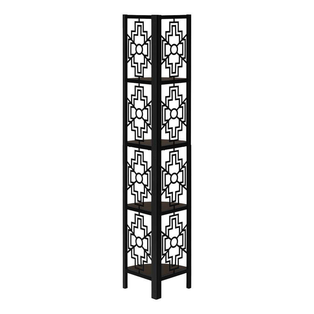 Espresso Metal Four Tier Corner Bookcase