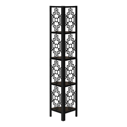 Espresso Metal Four Tier Corner Bookcase
