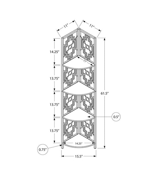 Espresso Metal Four Tier Corner Bookcase