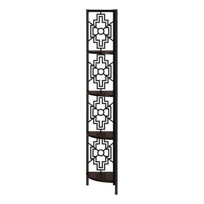 Espresso Metal Four Tier Corner Bookcase