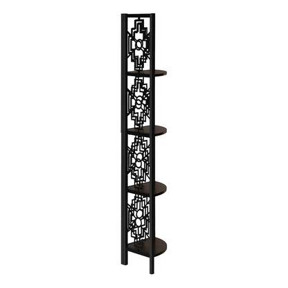 Espresso Metal Four Tier Corner Bookcase