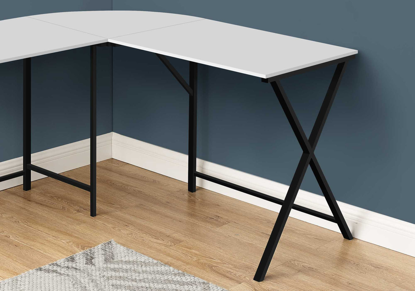 55" White and Black L Shape Computer Desk