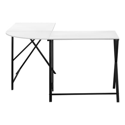 55" White and Black L Shape Computer Desk