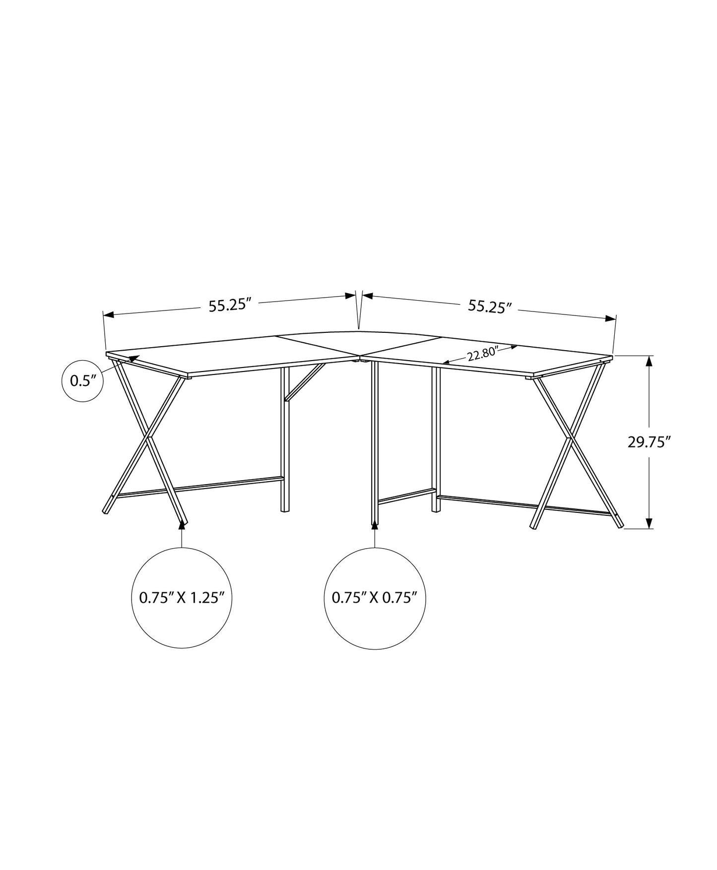 55" White and Black L Shape Computer Desk