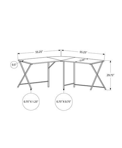 55" White and Black L Shape Computer Desk