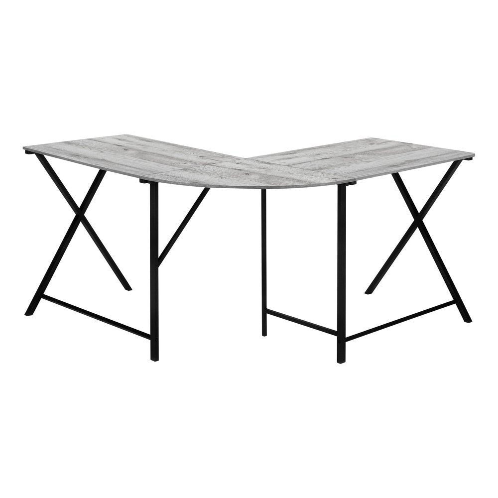55" Gray and Black L Shape Computer Desk