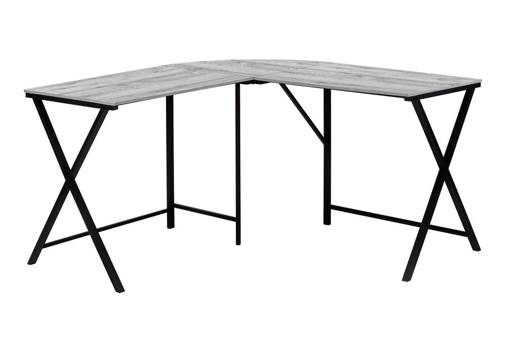 55" Gray and Black L Shape Computer Desk
