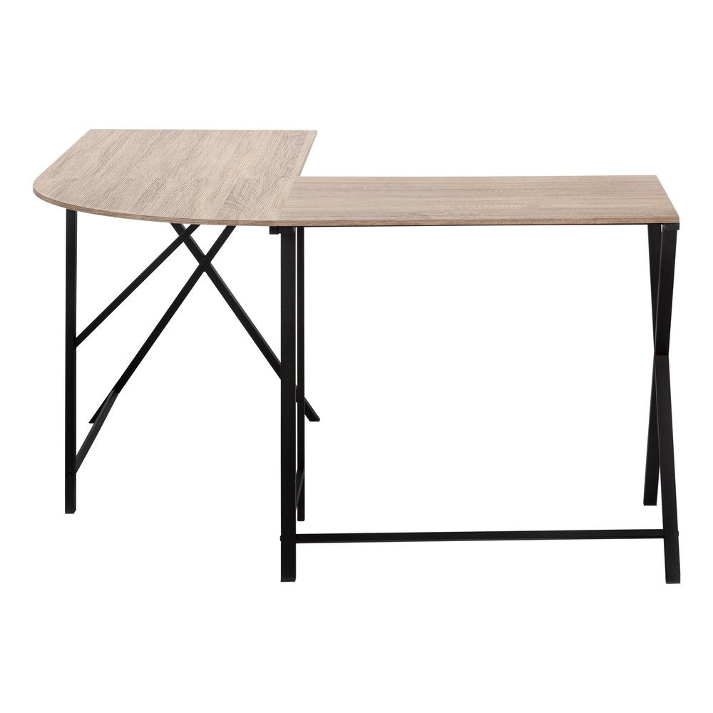 55" Taupe and Black L Shape Computer Desk