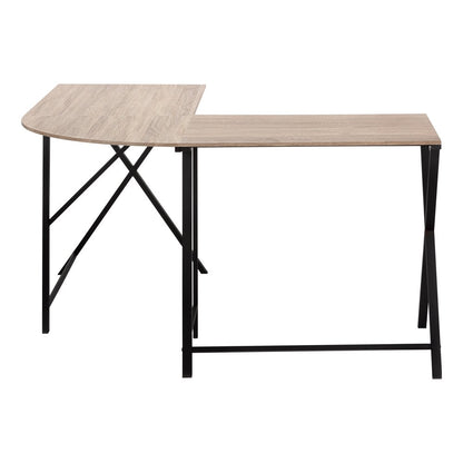 55" Taupe and Black L Shape Computer Desk