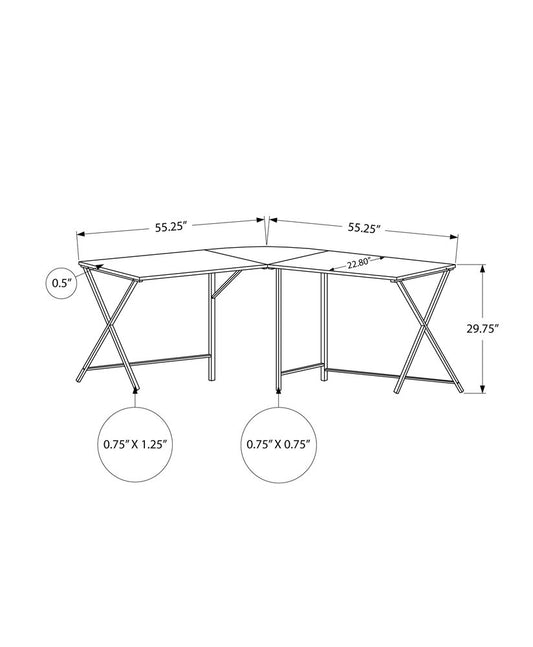 55" Taupe and Black L Shape Computer Desk