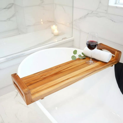 29" Natural Teak Bath Tray and Seat with Handles