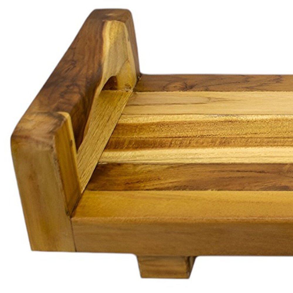 29" Natural Teak Bath Tray and Seat with Handles