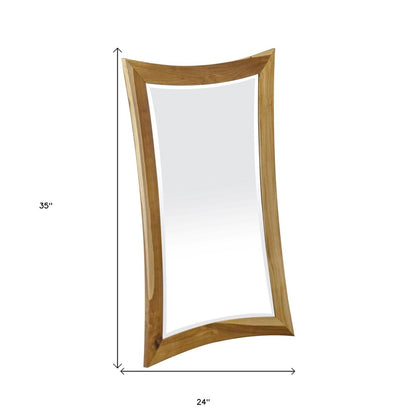 35" Brown Abstract Wood Framed Bathroom Vanity Mirror