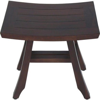 18" Dark Brown Teak Rectangular Shower Bench