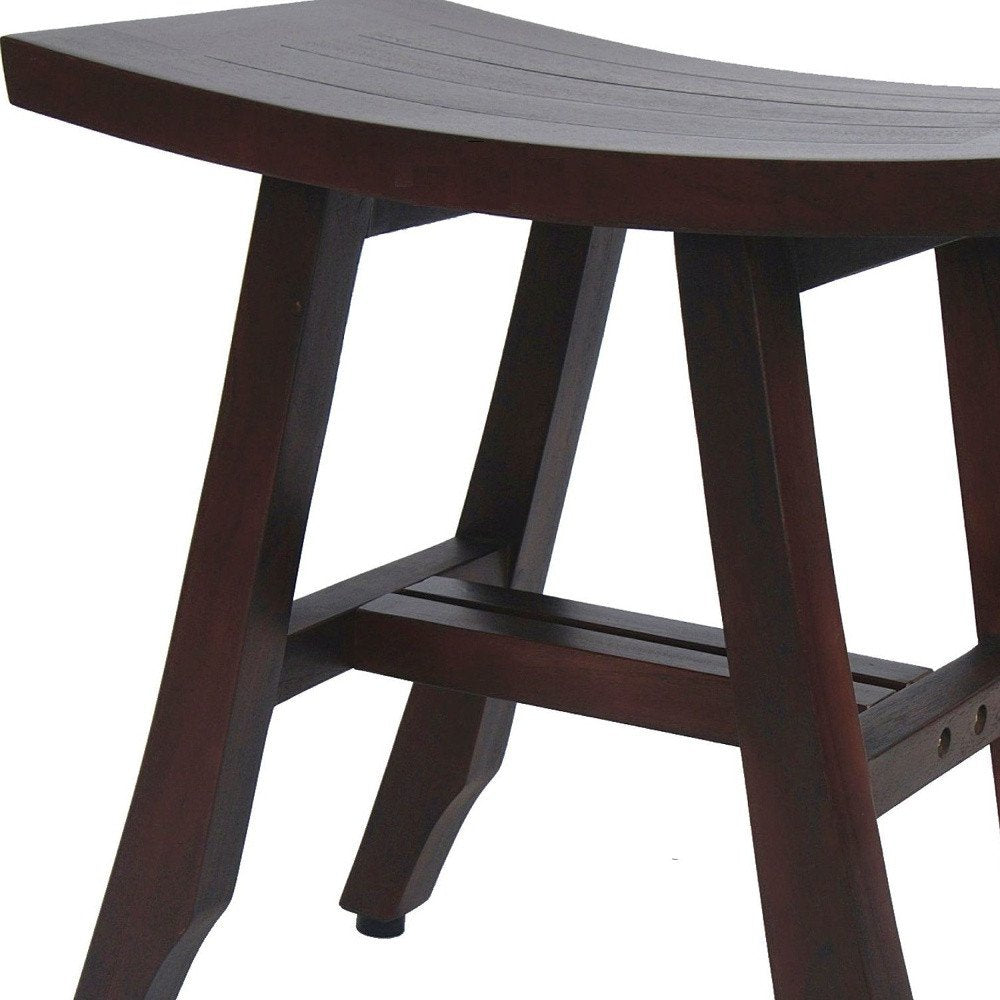 18" Dark Brown Teak Rectangular Shower Bench