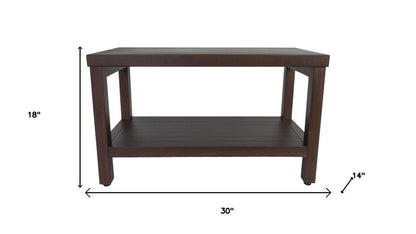 Rectangular Teak Shower Stool Or Bench With Shelf In Brown Finish