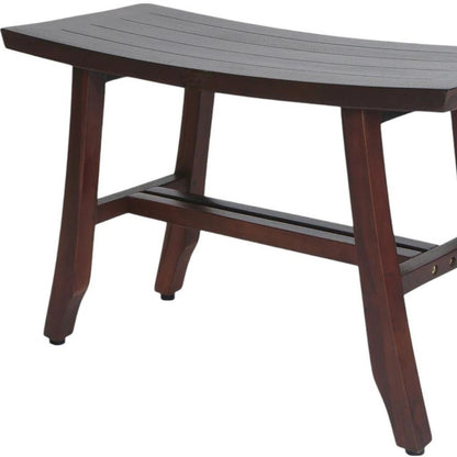 24" Dark Brown Solid Teak Wood Shower Bench