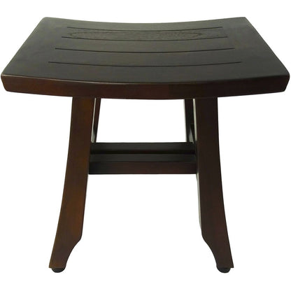 14" Brown Teak Shower Bench