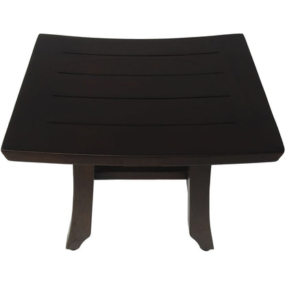 14" Brown Teak Shower Bench