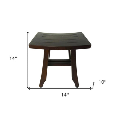 14" Brown Teak Shower Bench