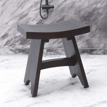 18" Dark Brown Teak Rectangular Shower Bench