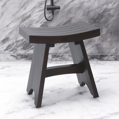 18" Dark Brown Teak Rectangular Shower Bench