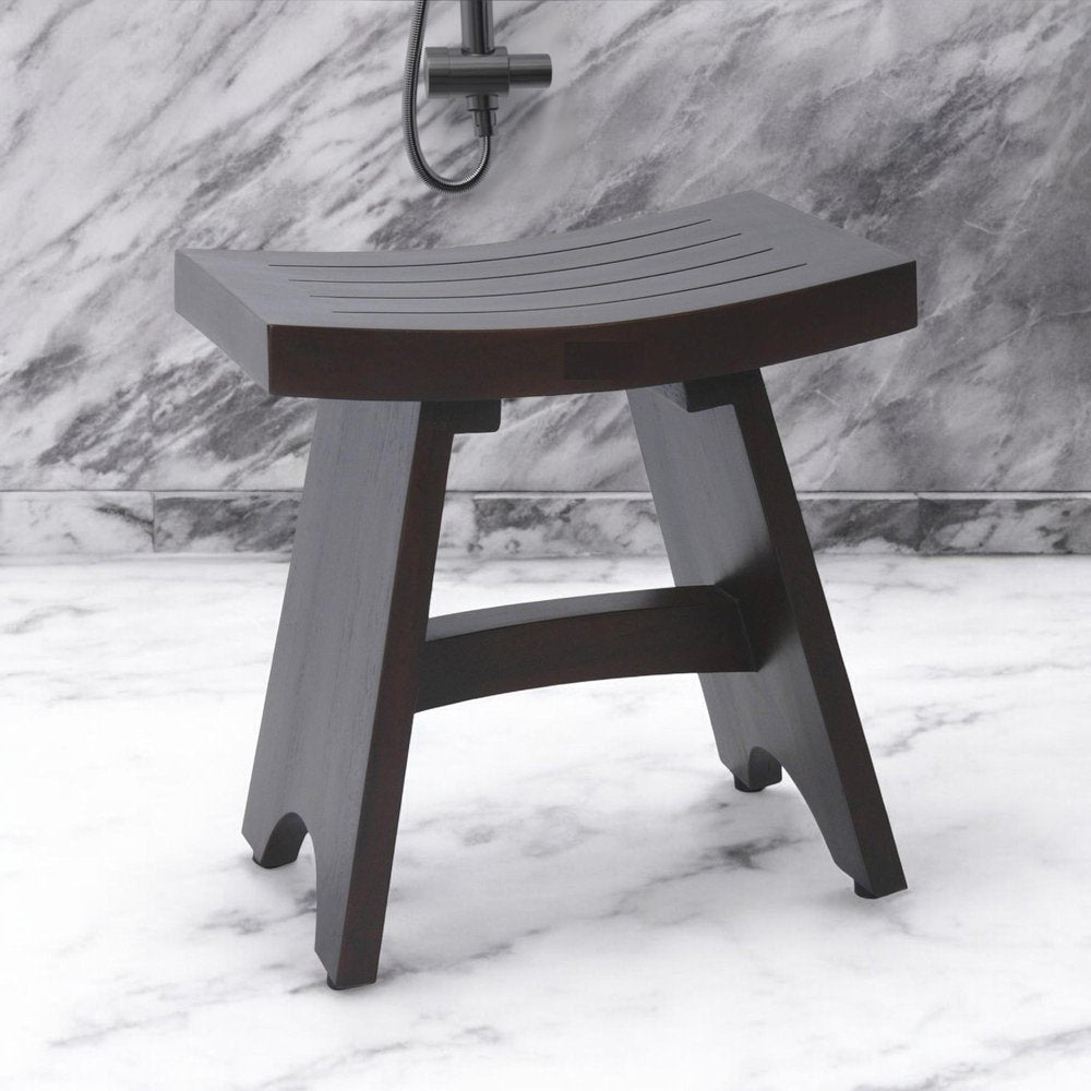 18" Dark Brown Teak Rectangular Shower Bench